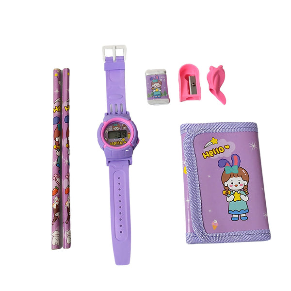 Stationery Set for Kids – 7-in-1 School Kit with Pencils, Eraser, Sharpener, Pouch & More (Pack of 7 Pcs)